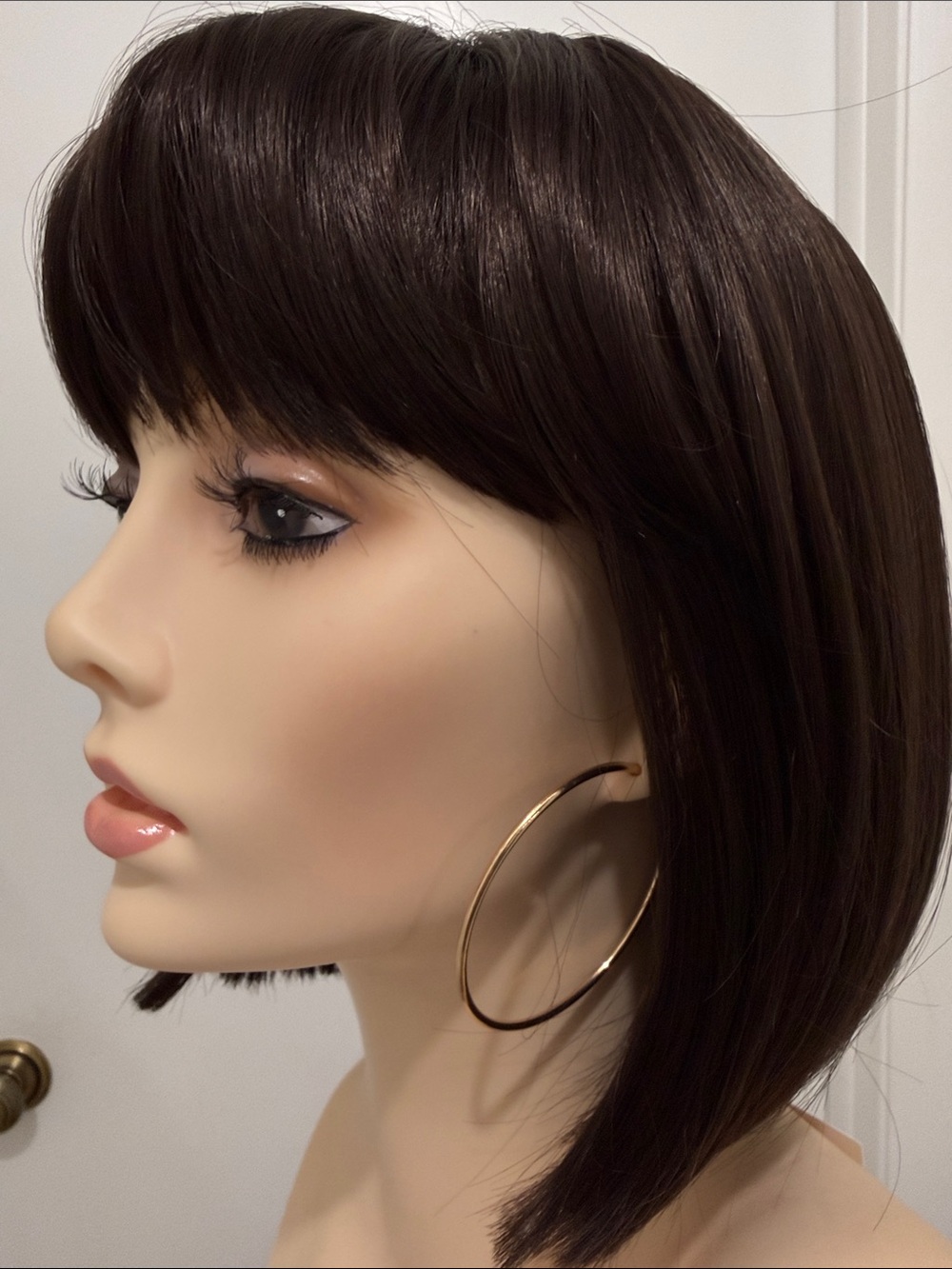 HAIR, 12” Bob with Bangs, Medium/Dark Brown - Picture 2 of 8